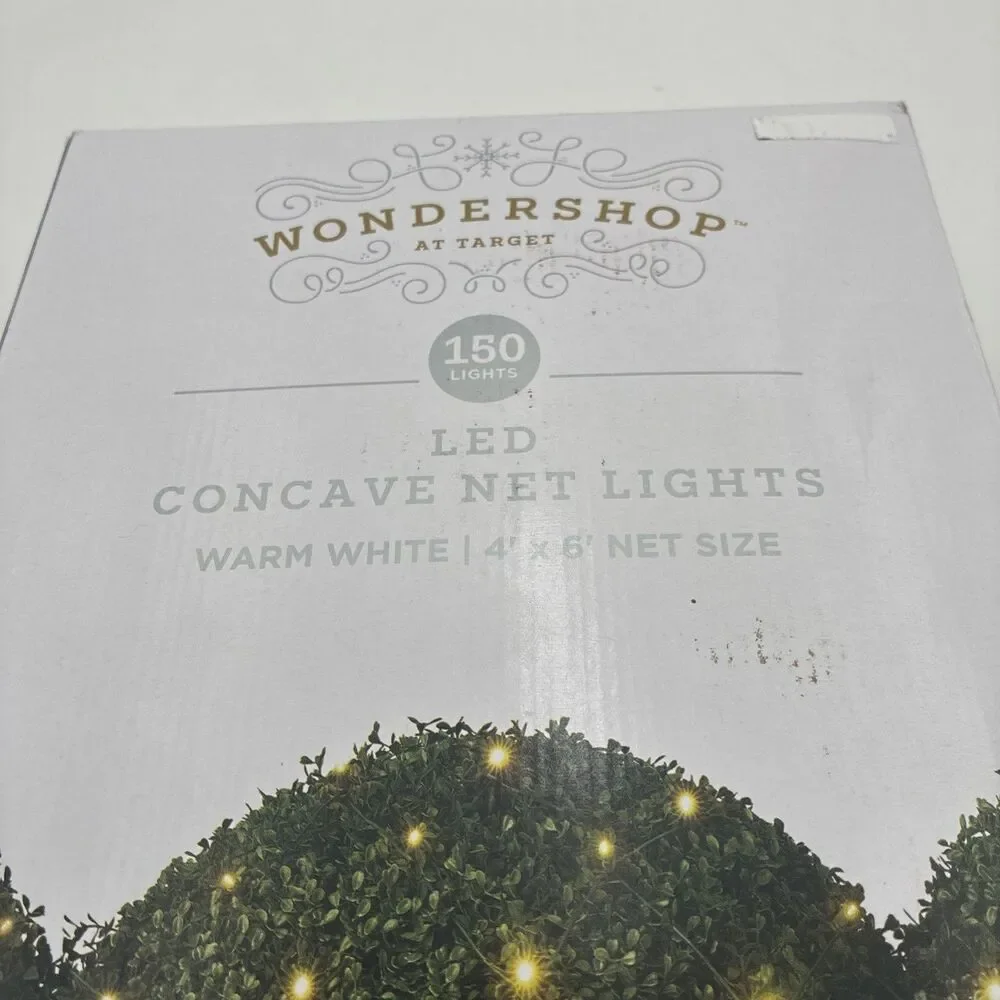 Wondershop Warm White LED Net Lights 150 Lights 4’ 6’ Feet Green Wire Open Box